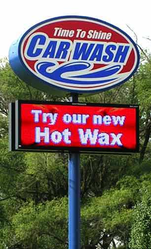 car wash with electronic message center